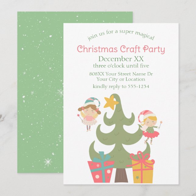 Invitación Hadas Navideñas Lindas (Anverso / Reverso)