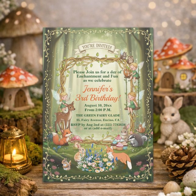 Invitación Hadas Pequeñas Bosque Caprichoso Cumpleaños 3 (Subido por el creador)