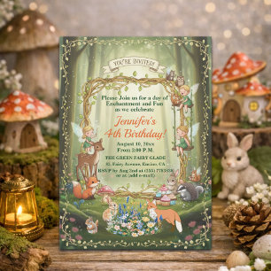Invitación Hadas Pequeñas Bosque Caprichoso Fiesta de Cumplea