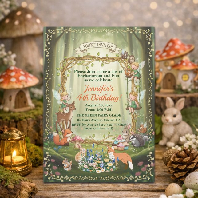 Invitación Hadas Pequeñas Bosque Caprichoso Fiesta de Cumplea (Subido por el creador)
