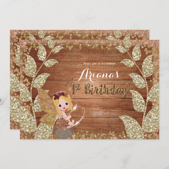 Invitación Hadas y Purpurinas dejan el glam ruso otoño cumple (Anverso / Reverso)