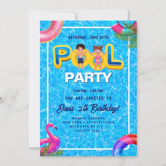 Invitación Haga un escándalo con nuestro Fiesta de piscina Cu (Anverso)