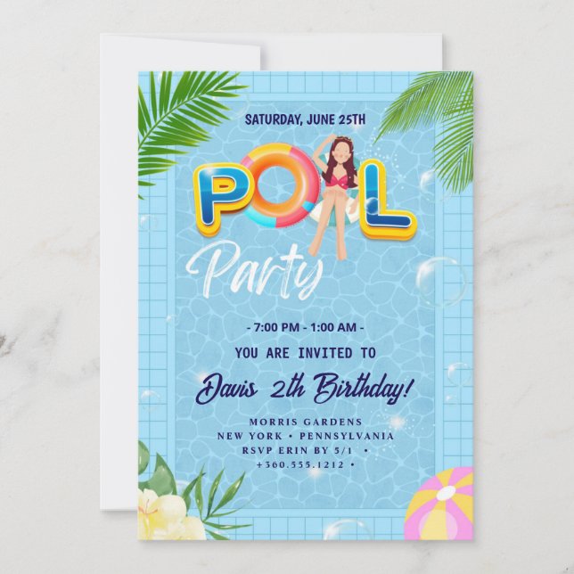 Invitación Haga un escándalo con nuestro Fiesta de piscina Cu (Anverso)