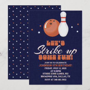 Invitación ¡Hagamos algo de diversión! Cumpleaños de Bowling