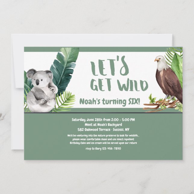 Invitación Hagamos fiesta de cumpleaños salvaje (Anverso)