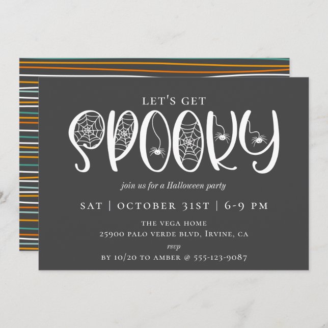 Invitación Hagamos la fiesta de Halloween de SPOOKY (Anverso / Reverso)