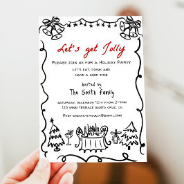 Invitación Hagamos que Jolly dibuje la escritura a mano diver