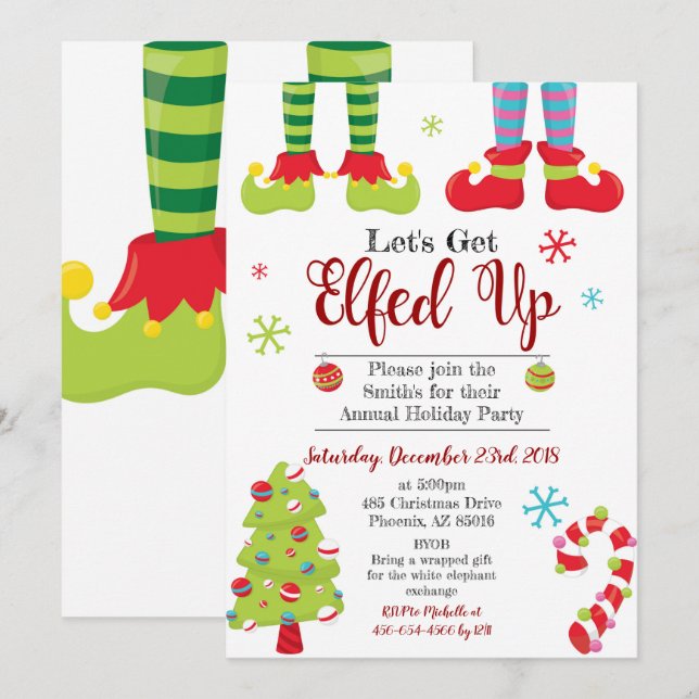 Invitación Hagamos que los Navidades mayores sean el Fiesta E (Anverso / Reverso)