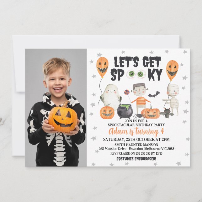 Invitación Hagamos que los niños miren la foto de Halloween C (Anverso)