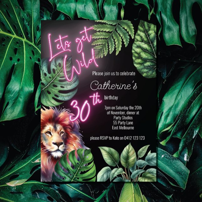 Invitación Hagamos que Neon Pink 30 cumpleaños de león sea sa (Subido por el creador)