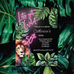 Invitación Hagamos que Neon Pink 50 cumpleaños de león sea sa