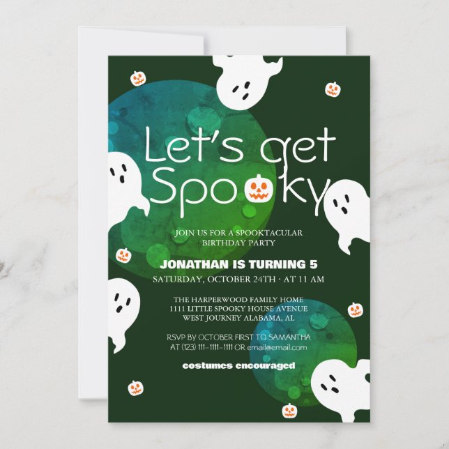 Invitación Hagamos que se muera de miedo Fiesta de cumpleaños (Anverso)