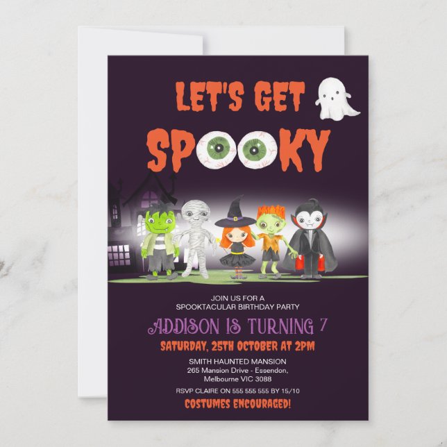 Invitación Hagamos temblar al Fiesta de disfraces de Hallowee (Anverso)