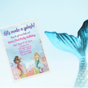 Invitación Hagamos un chapuzón, Cumpleaños de sirena