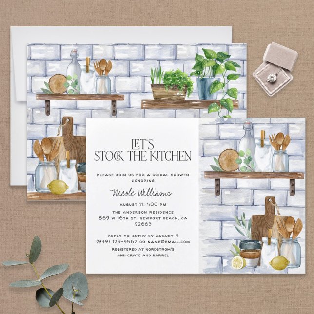 Invitación Hagamos un inventario de la ducha de la novia acua (Easily personalize this super popular bridal shower invitation for a very special event!)