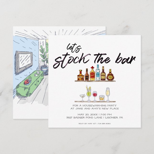 Invitación Hagamos un inventario del bar | Fiesta para el cal (Anverso / Reverso)