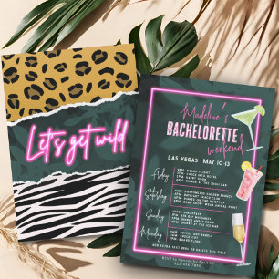 Invitación Hagamos una bachelorette rosa de leopardo de cebra