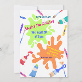 Invitación Hagamos una colorida fiesta de cumpleaños de Art