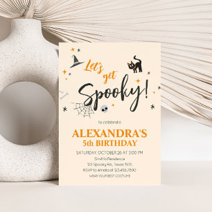 Invitación Hagamos una fiesta de cumpleaños de Cat Halloween 