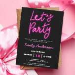 Invitación Hagamos una fiesta de cumpleaños de Fiesta Retro N<br><div class="desc">¡Prepárate para encender la noche con nuestra invitación a la fiesta de cumpleaños Let's Fiesta Retro Neon! Esta electrizante invitación trae la energía vibrante de las luces de neón retro a cualquier celebración de la edad, preparando el escenario para un fiesta inolvidable. Con colores de neón y un divertido diseño...</div>