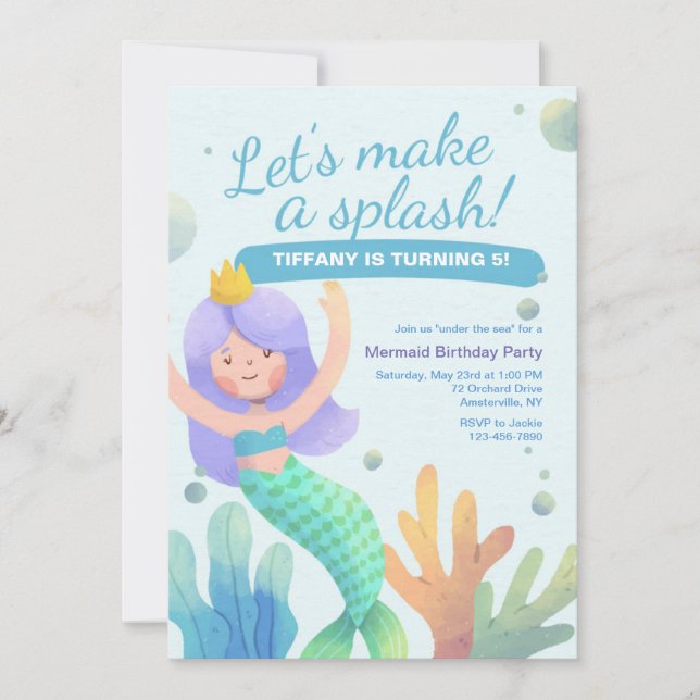 Invitación Hagamos una fiesta de cumpleaños de Splash (Anverso)