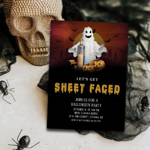 Invitación Hagamos una fiesta de Halloween con hojas