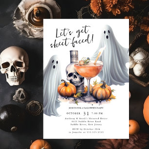 Invitación Hagamos una fiesta de Halloween con hojas