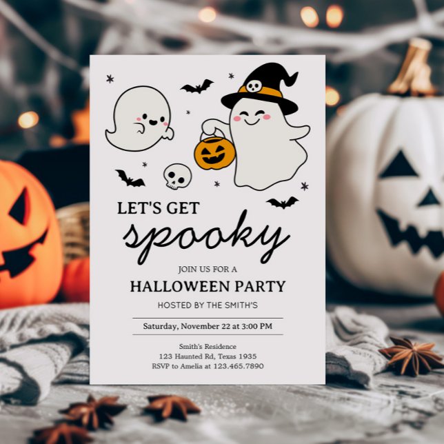 Invitación Hagamos una fiesta de Halloween de fantasía (Let's Get Spooky Halloween Party Invitation)
