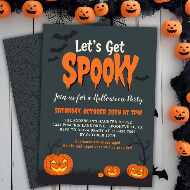 Invitación Hagamos una fiesta de Halloween retro de cosquilla (Let's Get Spooky Vintage Retro Halloween Party Invitation)