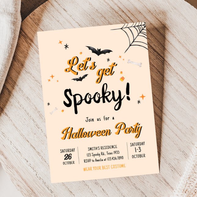 Invitación Hagamos una fiesta divertida de Halloween (Fun Lets Get Spooky Halloween Party Invitation)