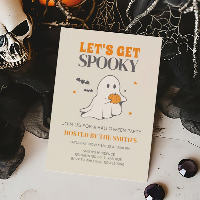 Invitación Hagamos una fiesta fantasma de Halloween (Let's Get Spooky Halloween Party Invitation)