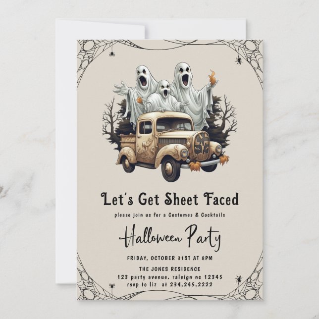 Invitación Hagamos una hoja frente a la fiesta de Halloween p (Anverso)