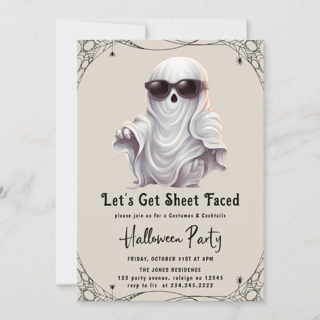 Invitación Hagamos una hoja frente a la fiesta de Halloween p (Anverso)