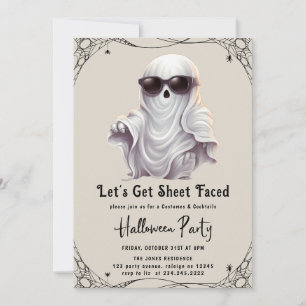 Invitación Hagamos una hoja frente a la fiesta de Halloween p
