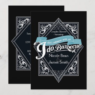 Invitación HAGO BARBACOA BBQ Elegante Compromiso Negro y Blan