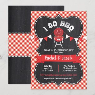 Invitación Hago barbacoas duchan a Red Gingham en Chalkboard