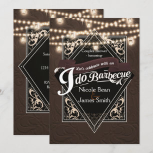 Invitación HAGO BARBECUE BBQ Cuero Falso y Luces Compromiso