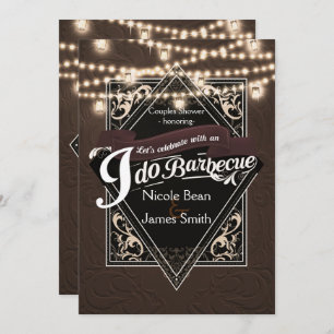 Invitación Hago BARBECUE BBQ Faux Leather & Lights Engagement