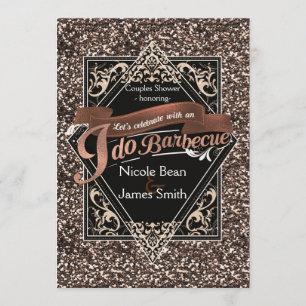 Invitación HAGO BARBECUE BBQ Faux Rosa Glitter Compromiso