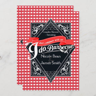 Invitación HAGO BARBECUE BBQ Red White Checkered Compromiso