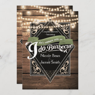 Invitación Hago BARBECUE BBQ Rústica Wood & Lights Engagement