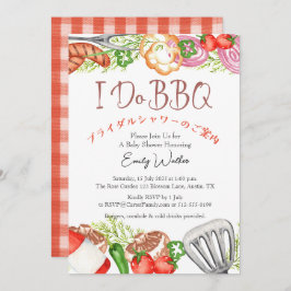 Invitación Hago BBQ Bridal Shower Utensil Alimento Rojo Gingh