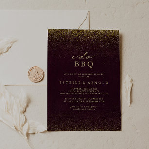 Invitación Hago BBQ Burgundy Gold Partido de compromiso Purpu