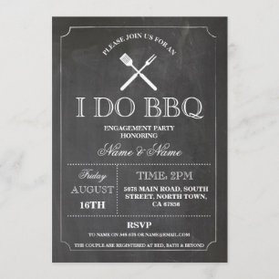 Invitación Hago BBQ Chalk Rustic Engagement Party