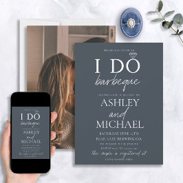 Invitación Hago BBQ Dusty Blue Simple Script Shower