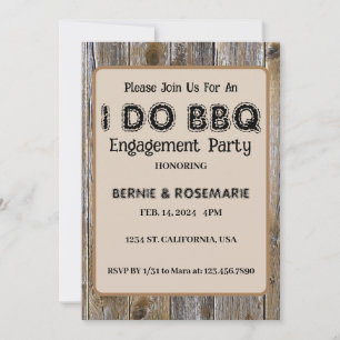 Invitación Hago BBQ Elegant Rustic Wood Engagement Party