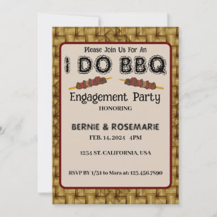 Invitación Hago BBQ Elegante Partido de Compromiso Rústico de
