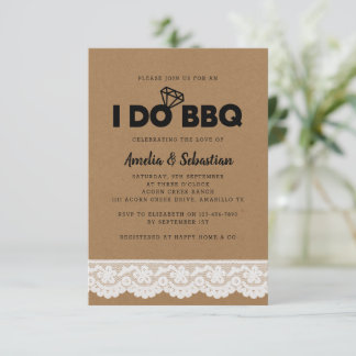 Invitación Hago BBQ Kraft Lace Brillante Ducha