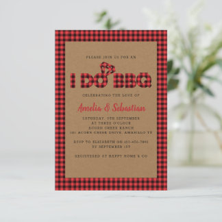 Invitación Hago BBQ Kraft Plaid Bridal Shower