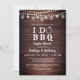 Invitación Hago BBQ Parejas Ducha Madera Mason Jar Luces